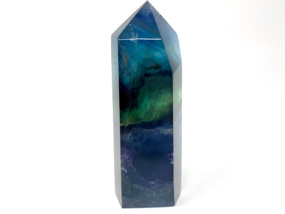 Large Blue Rainbow Fluorite Crystal Point 11.7cm