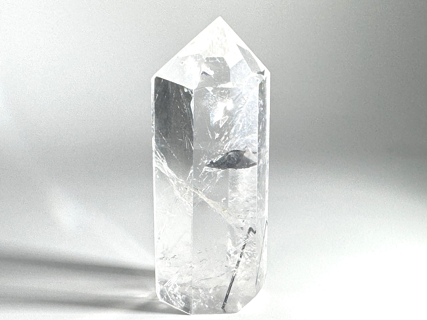Large Quartz With Tourmaline Crystal Point 8.2cm