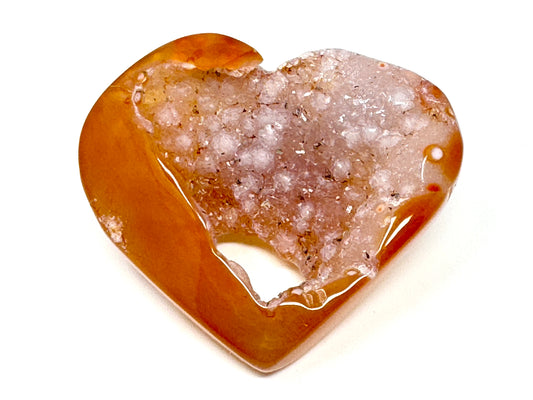 Druzy Carnelian Geode Crystal Heart 5.8cm