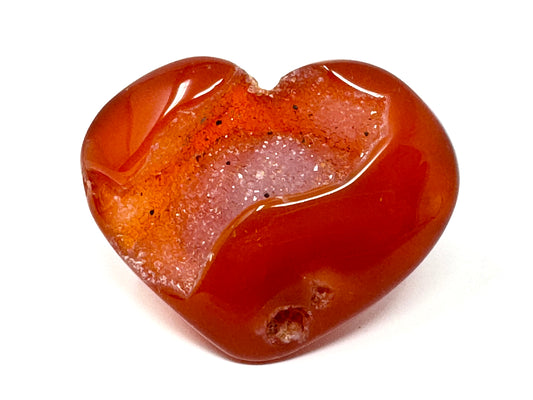 Druzy Carnelian Geode Crystal Heart 5.4cm