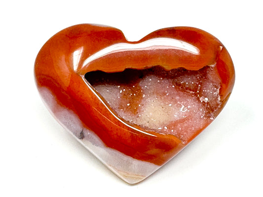 Druzy Carnelian Geode Crystal Heart 5.4cm