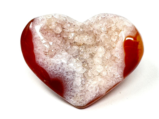 Druzy Carnelian Geode Crystal Heart 5cm