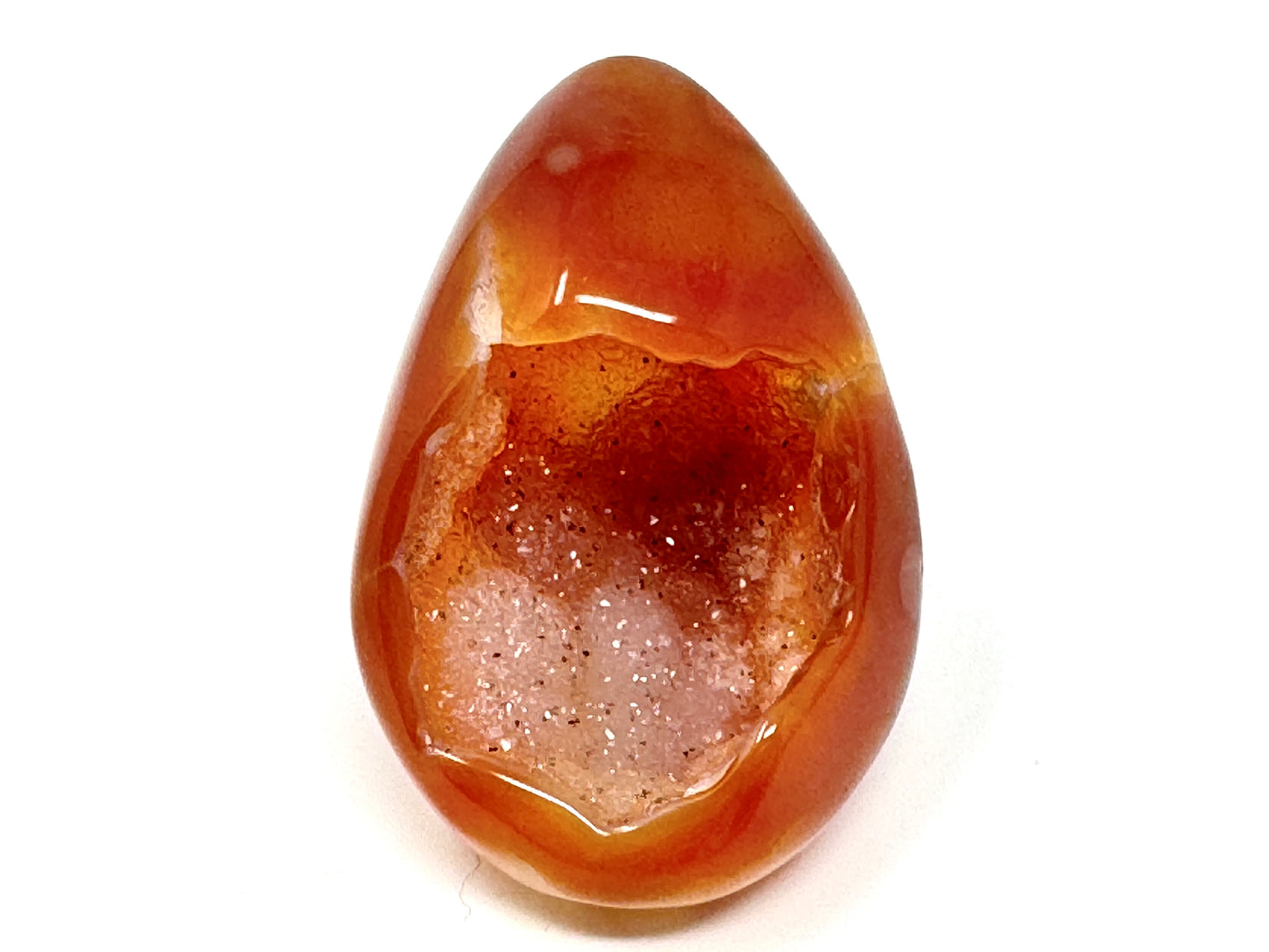Druzy Carnelian Geode Crystal Pebble 5.3cm
