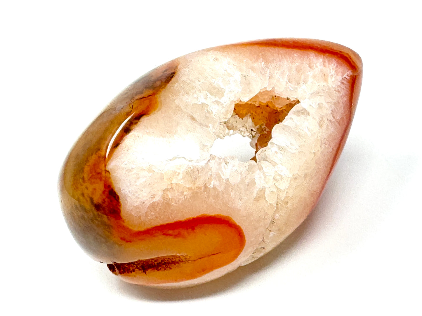Druzy Carnelian Geode Crystal Pebble 6.6cm