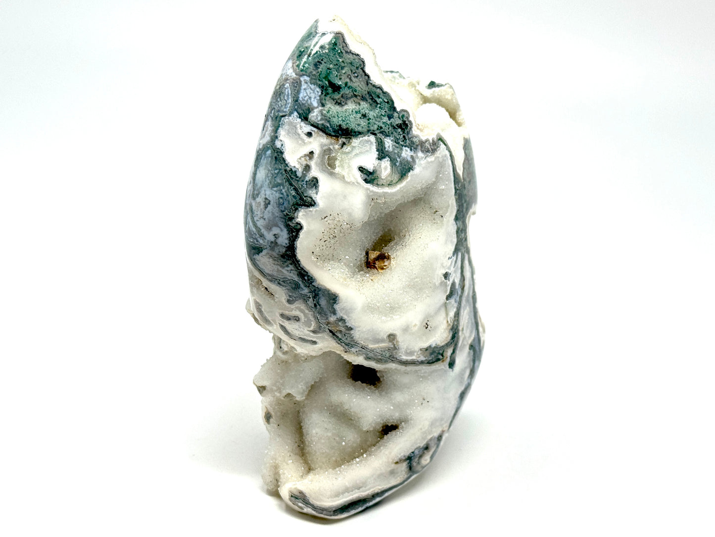 Druzy Moss Agate Crystal Freeform 14.4cm