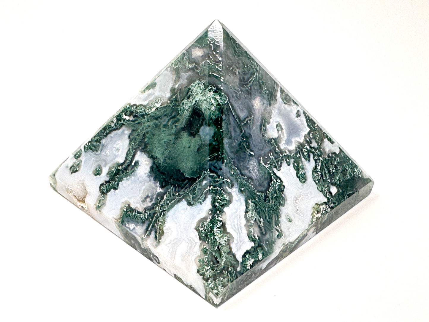 Druzy Moss Agate Crystal Pyramid 6.4cm