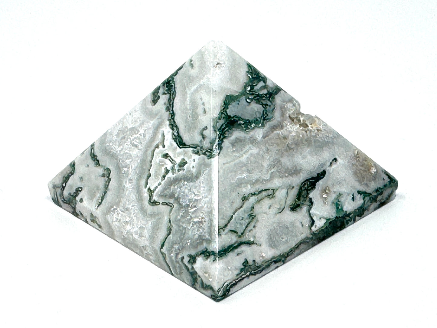 Druzy Moss Agate Crystal Pyramid 3.7cm