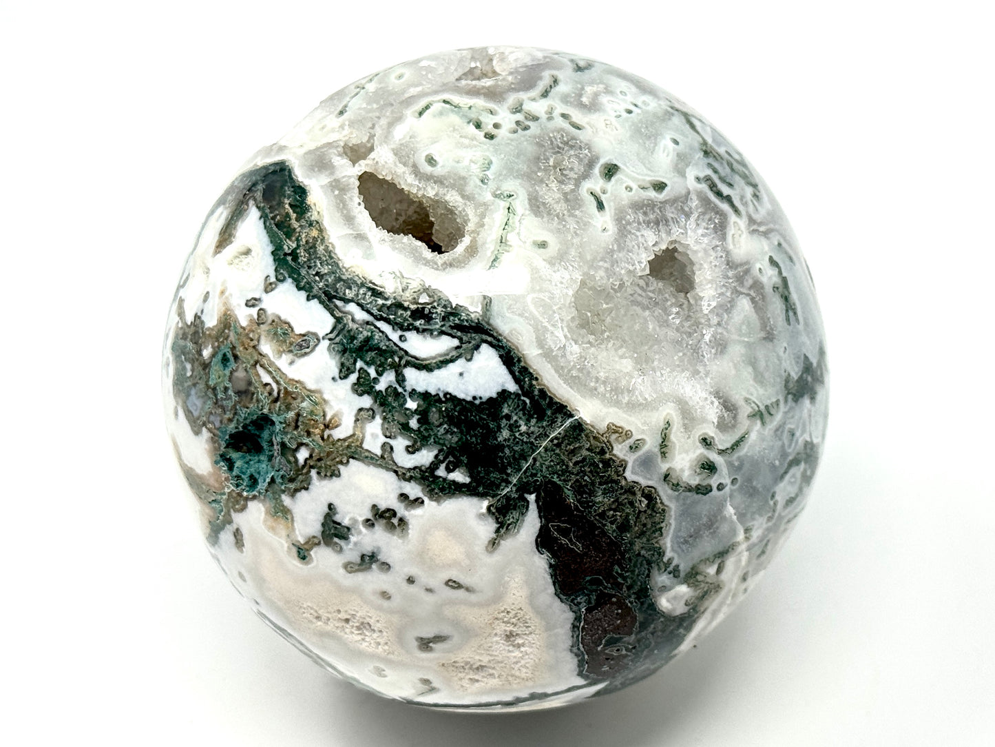 Druzy Moss Agate Crystal Sphere 9.4cm