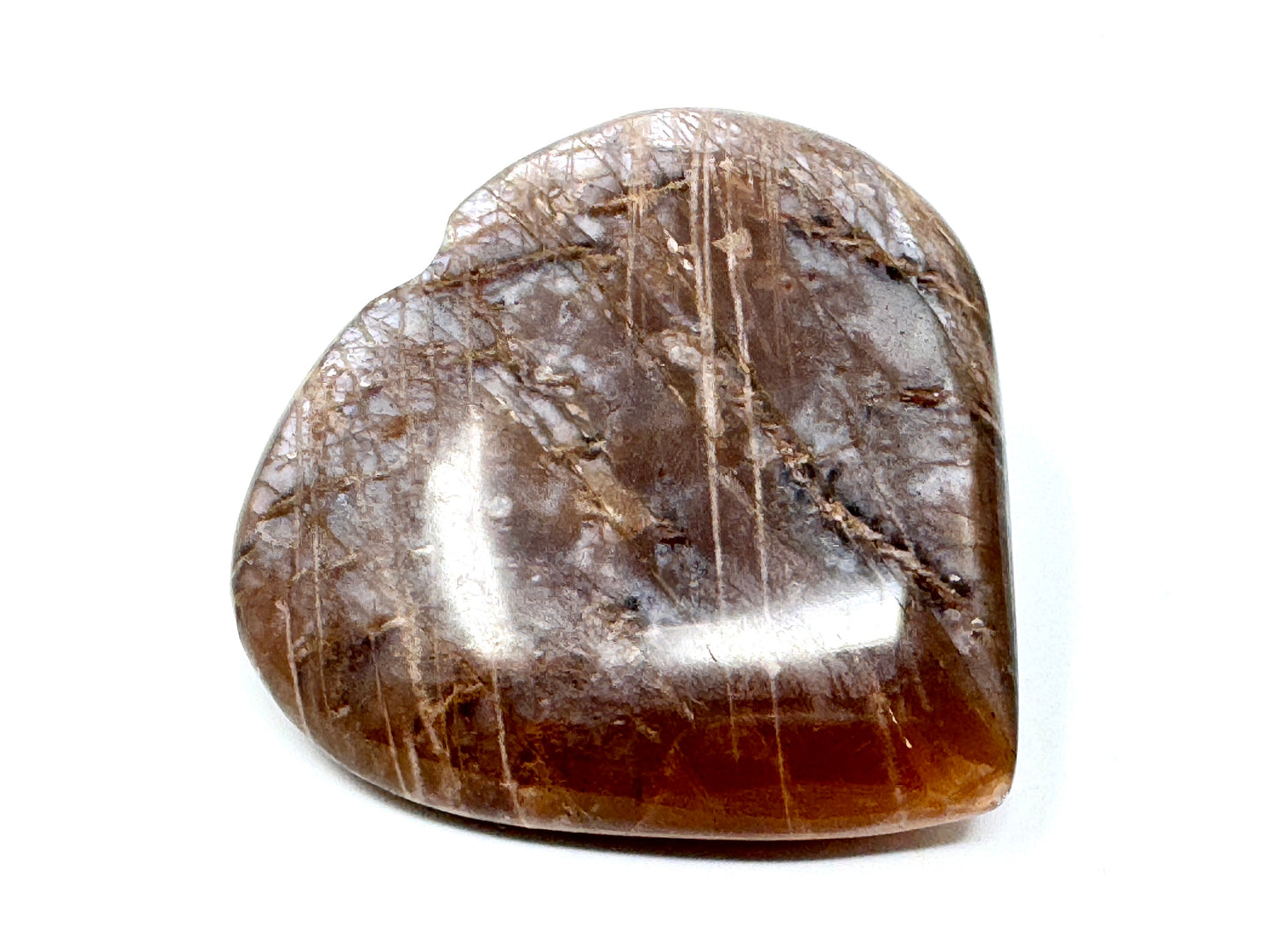 Flashy Peach Moonstone Crystal Heart 5.8cm