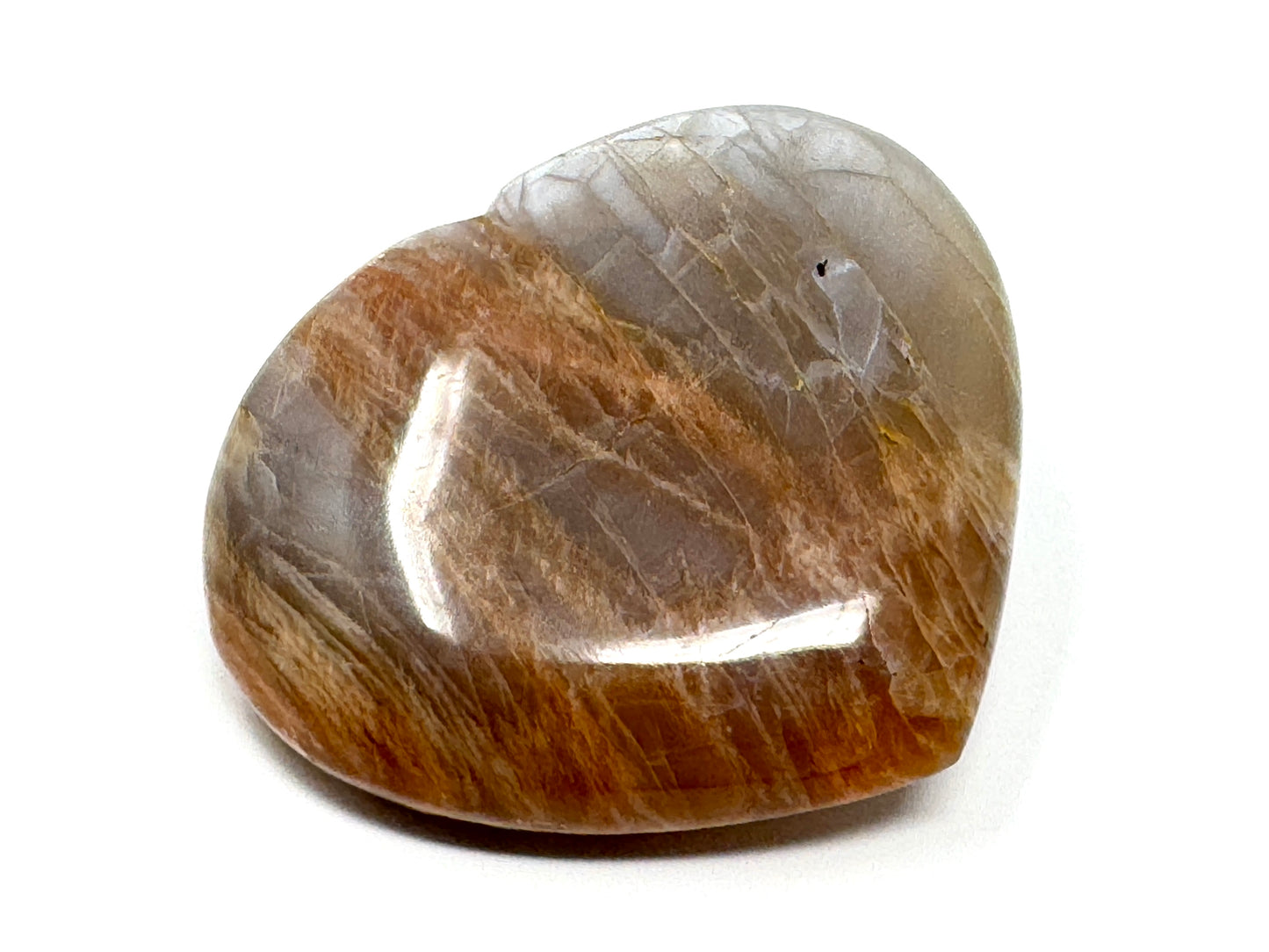 Flashy Peach Moonstone Crystal Heart 7.5cm