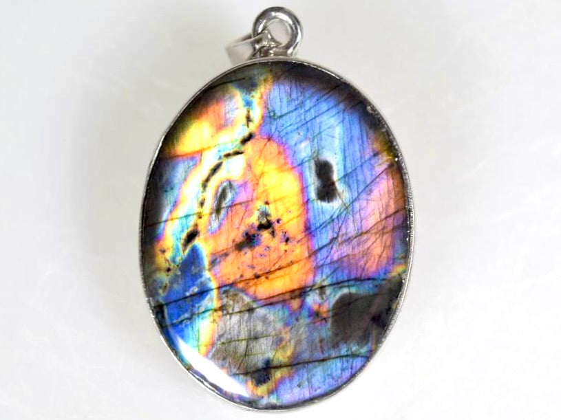 Labradorite Pendants Set in Silver For Sale