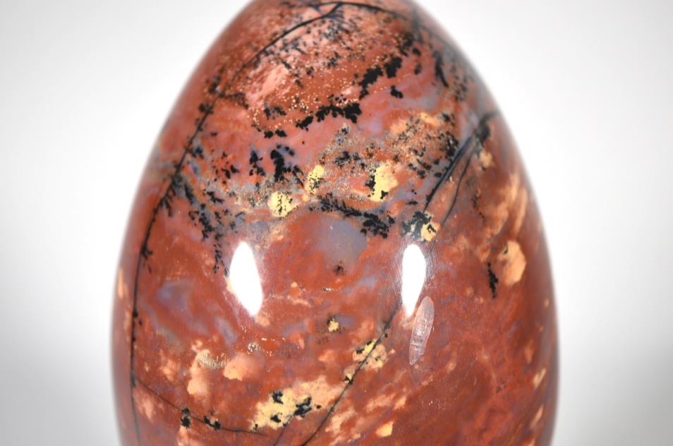 Large Dendritic Fancy Jasper Mounted Crystal Egg 21.5cm