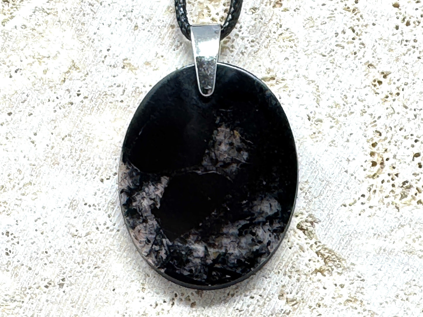 Black Tourmaline Pendant oval 3.4cm