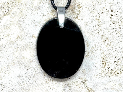 Black Tourmaline Pendant oval 3.4cm
