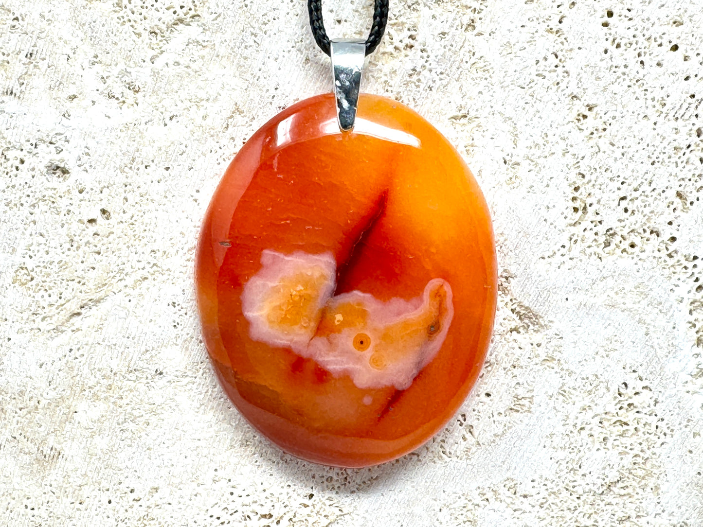 Large Carnelian Pendant Oval 5.2cm