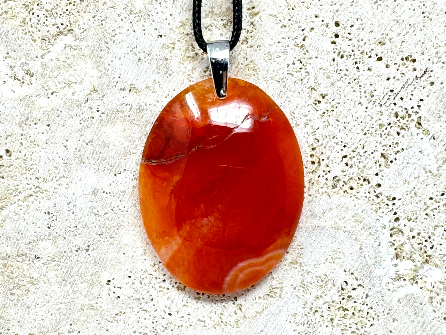 Large Carnelian Pendant Oval 4.6cm