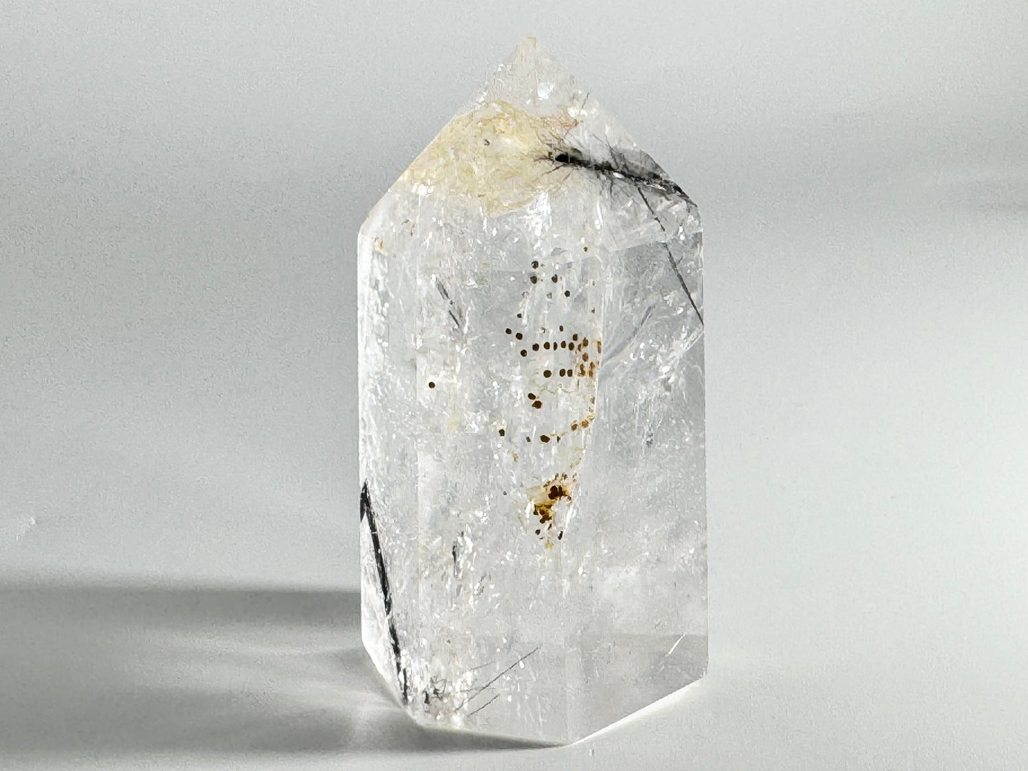 Large Quartz With Tourmaline Crystal Point 7.9cm