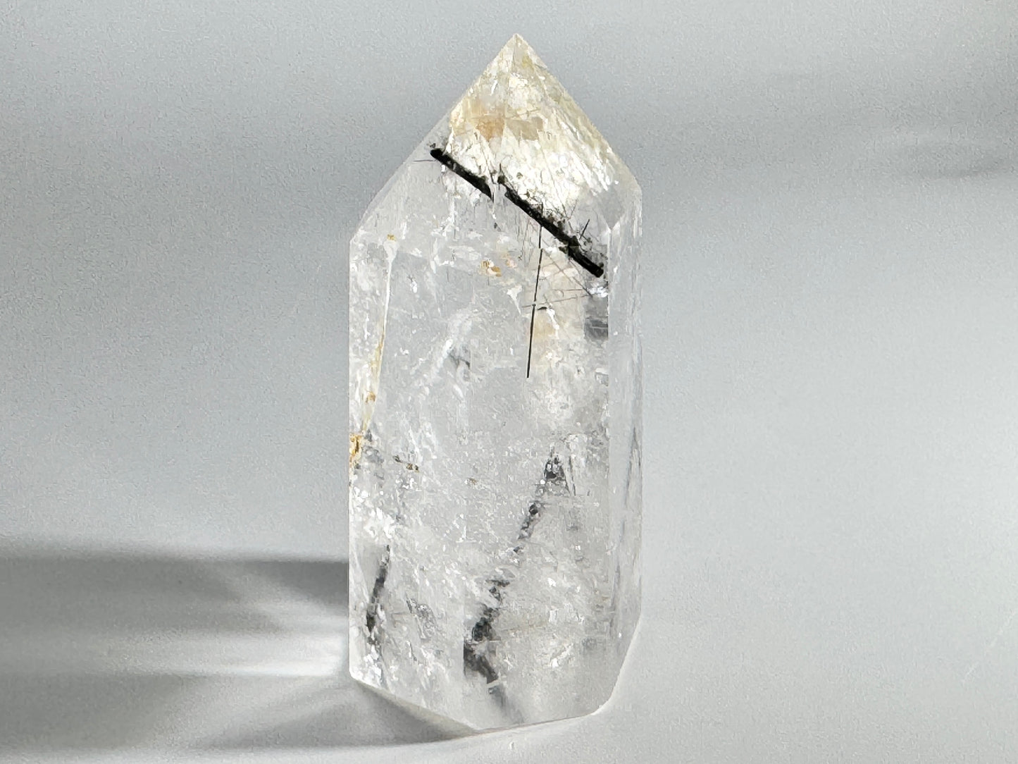Large Quartz With Tourmaline Crystal Point 7.9cm