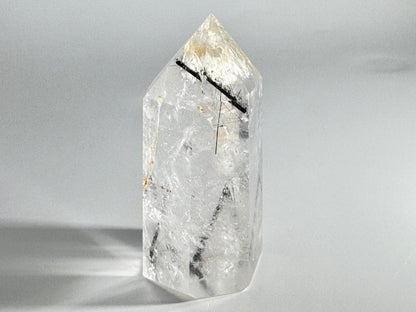 Large Quartz With Tourmaline Crystal Point 7.9cm