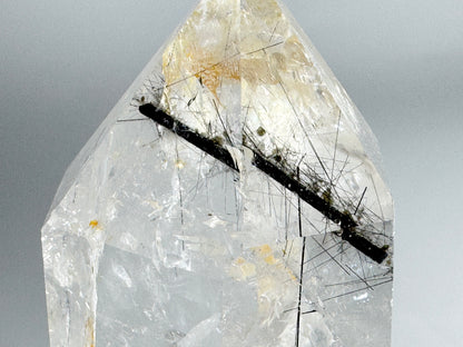 Large Quartz With Tourmaline Crystal Point 7.9cm