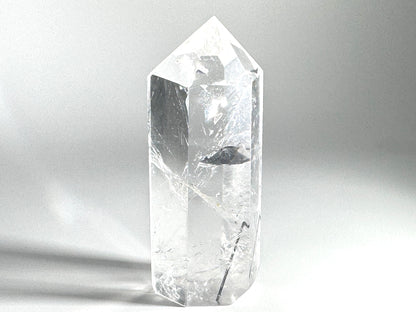 Large Quartz With Tourmaline Crystal Point 8.2cm