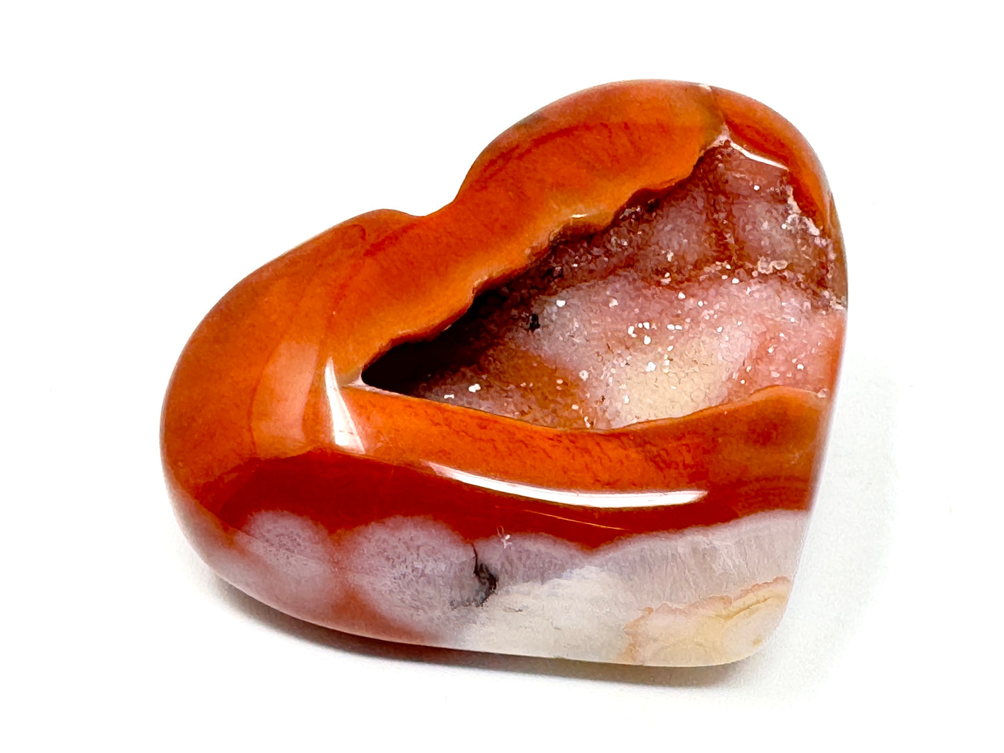 Druzy Carnelian Geode Crystal Heart 5.4cm