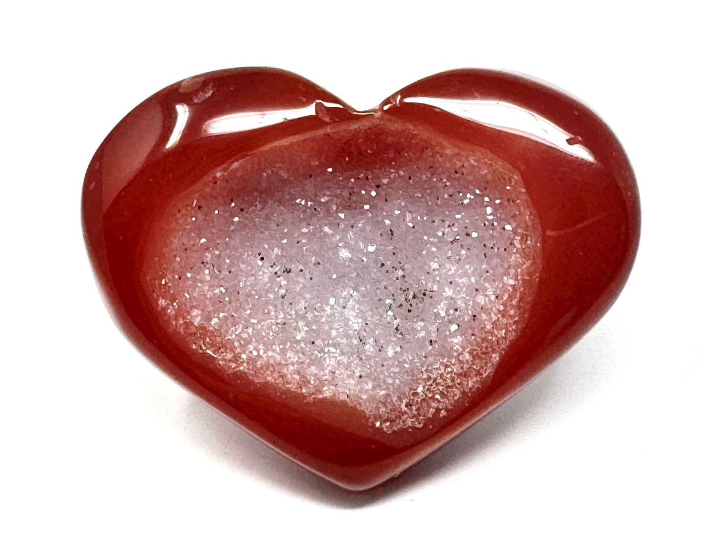 Druzy Carnelian Geode Crystal Heart 5.4cm