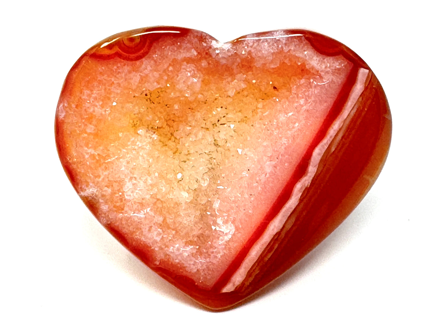 Druzy Carnelian Geode Crystal Heart 5.6cm