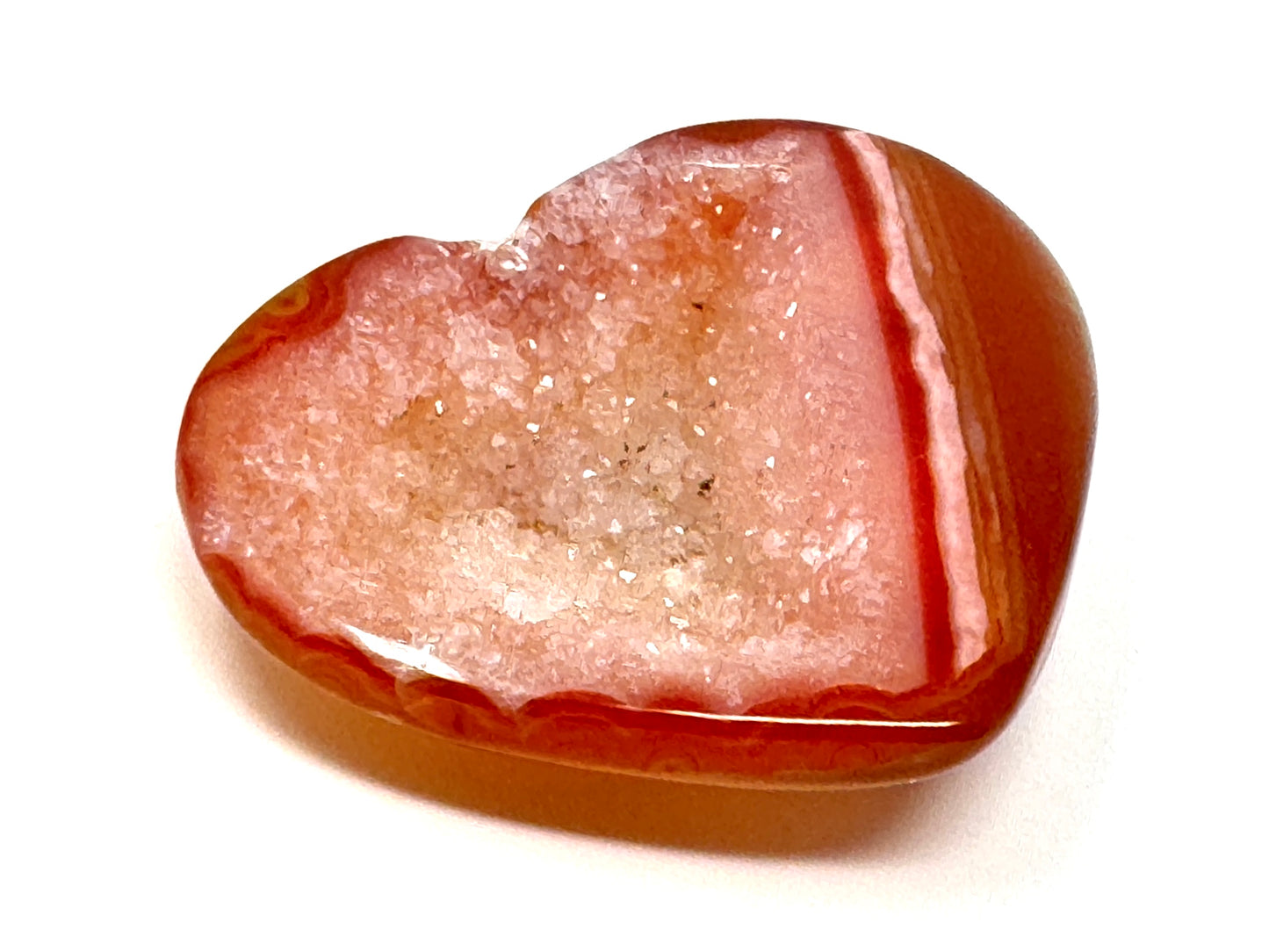 Druzy Carnelian Geode Crystal Heart 5.6cm