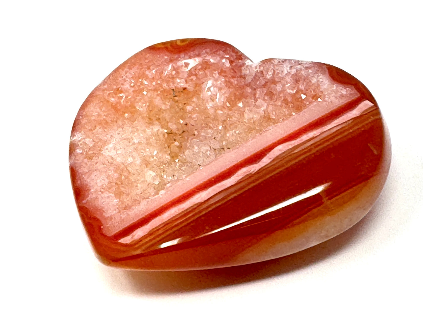 Druzy Carnelian Geode Crystal Heart 5.6cm