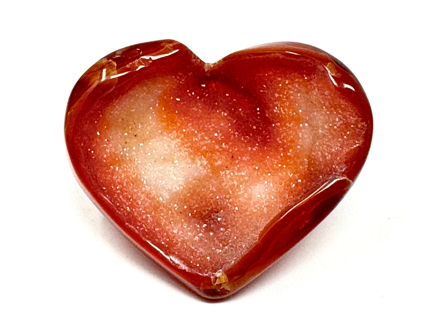 Druzy Carnelian Geode Crystal Heart 4.8cm
