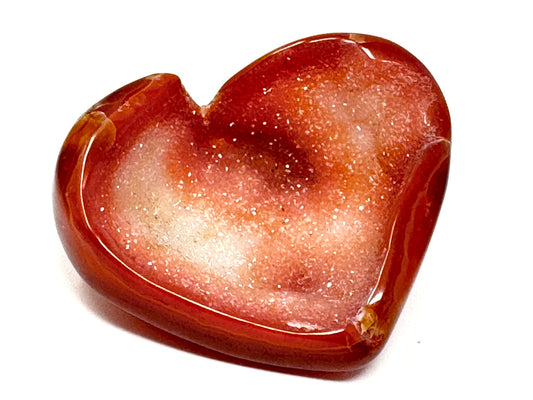Druzy Carnelian Geode Crystal Heart 4.8cm