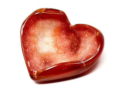 Druzy Carnelian Geode Crystal Heart 4.8cm