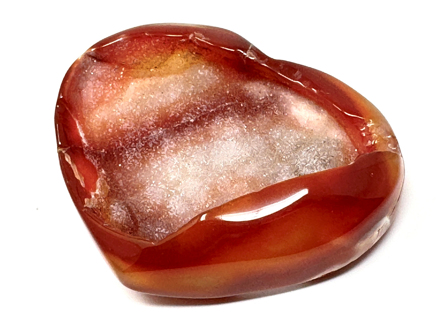 Druzy Carnelian Geode Crystal Heart 7.4cm