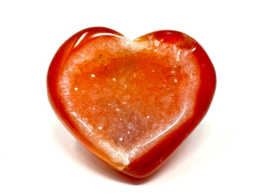 Druzy Carnelian Geode Crystal Heart 4.8cm