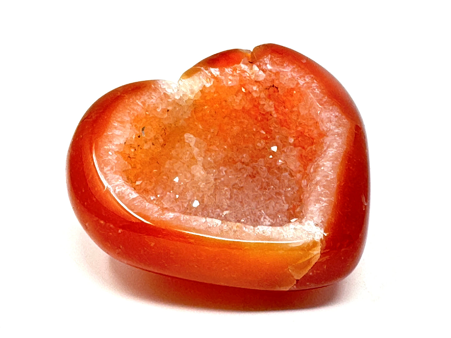 Druzy Carnelian Geode Crystal Heart 4.8cm