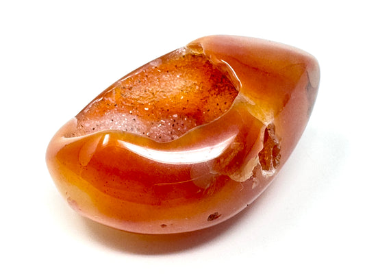 Druzy Carnelian Geode Crystal Pebble 5.3cm