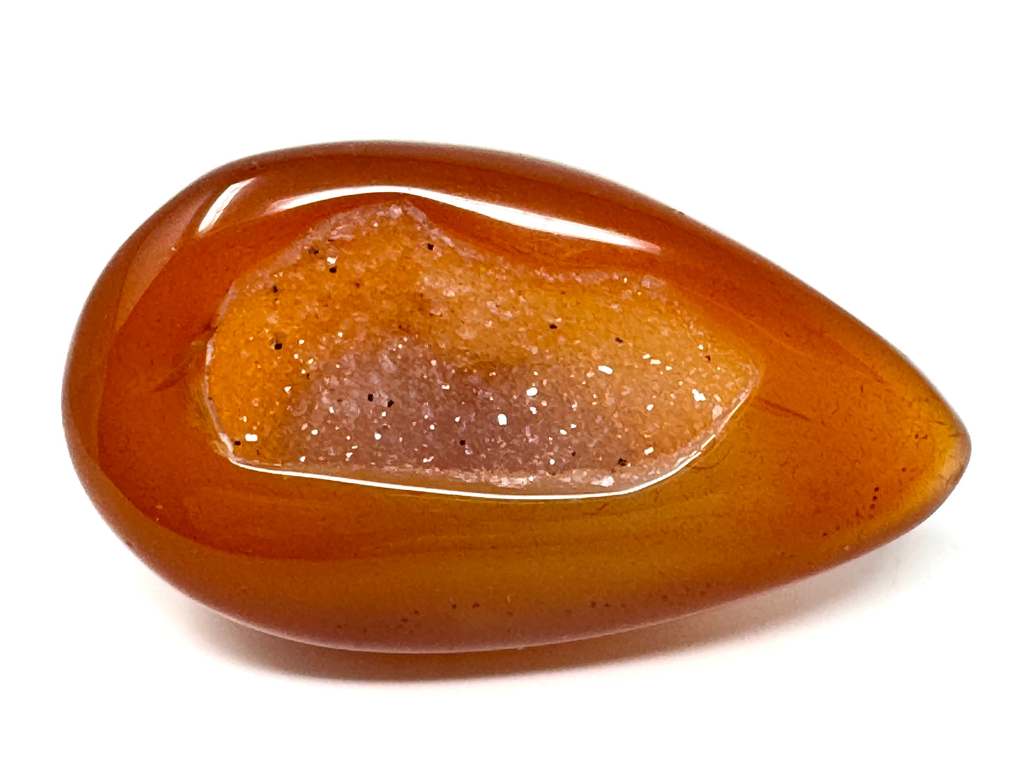 Druzy Carnelian Geode Crystal Pebble 6.5cm