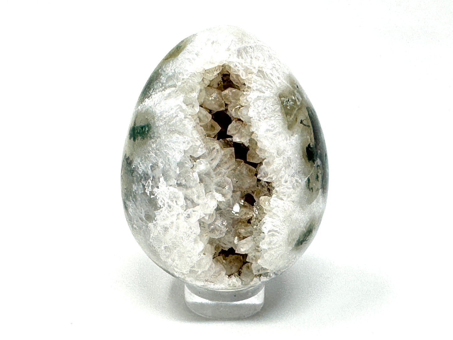 Druzy Moss Agate Crystal Egg 5.1cm