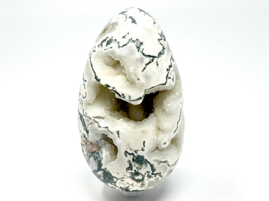 Large Druzy Moss Agate Crystal Egg 12.7cm