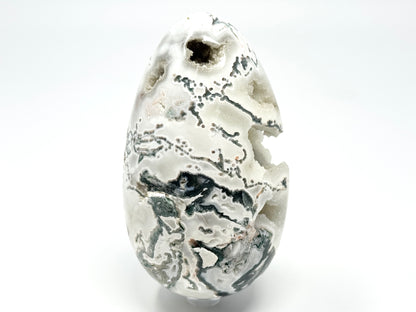 Large Druzy Moss Agate Crystal Egg 12.7cm