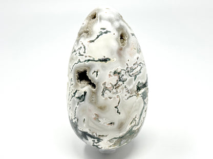 Large Druzy Moss Agate Crystal Egg 12.7cm