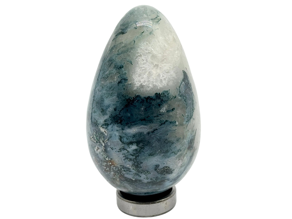 Large Druzy Moss Agate Crystal Egg 26cm