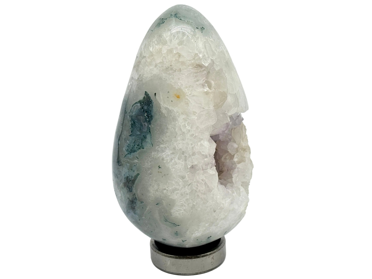Large Druzy Moss Agate Crystal Egg 26cm