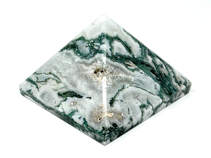 Druzy Moss Agate Crystal Pyramid 3.7cm