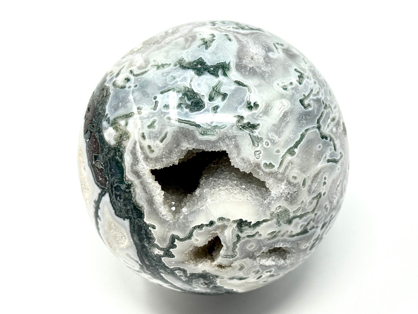 Druzy Moss Agate Crystal Sphere 9.4cm