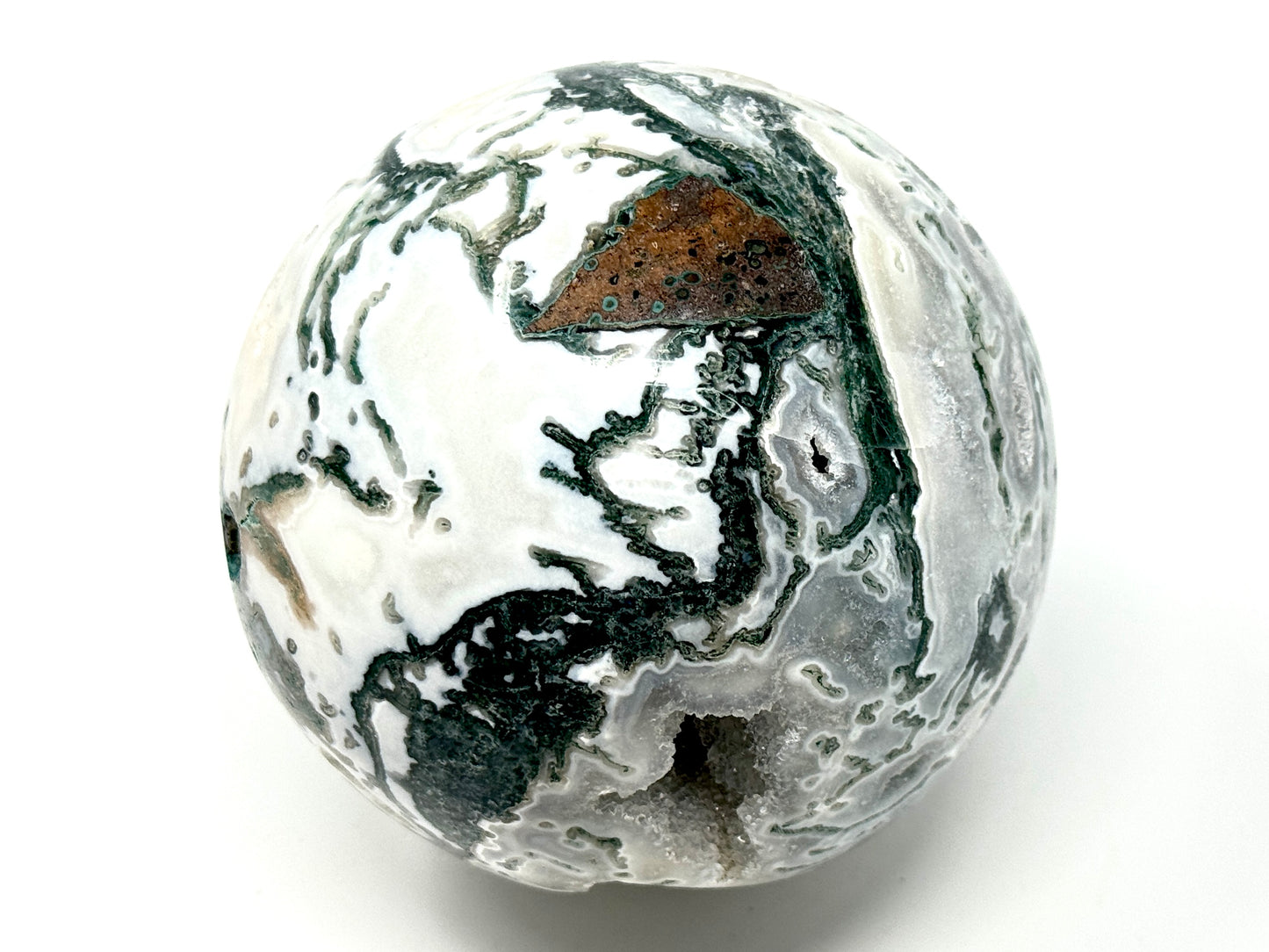 Druzy Moss Agate Crystal Sphere 9.4cm