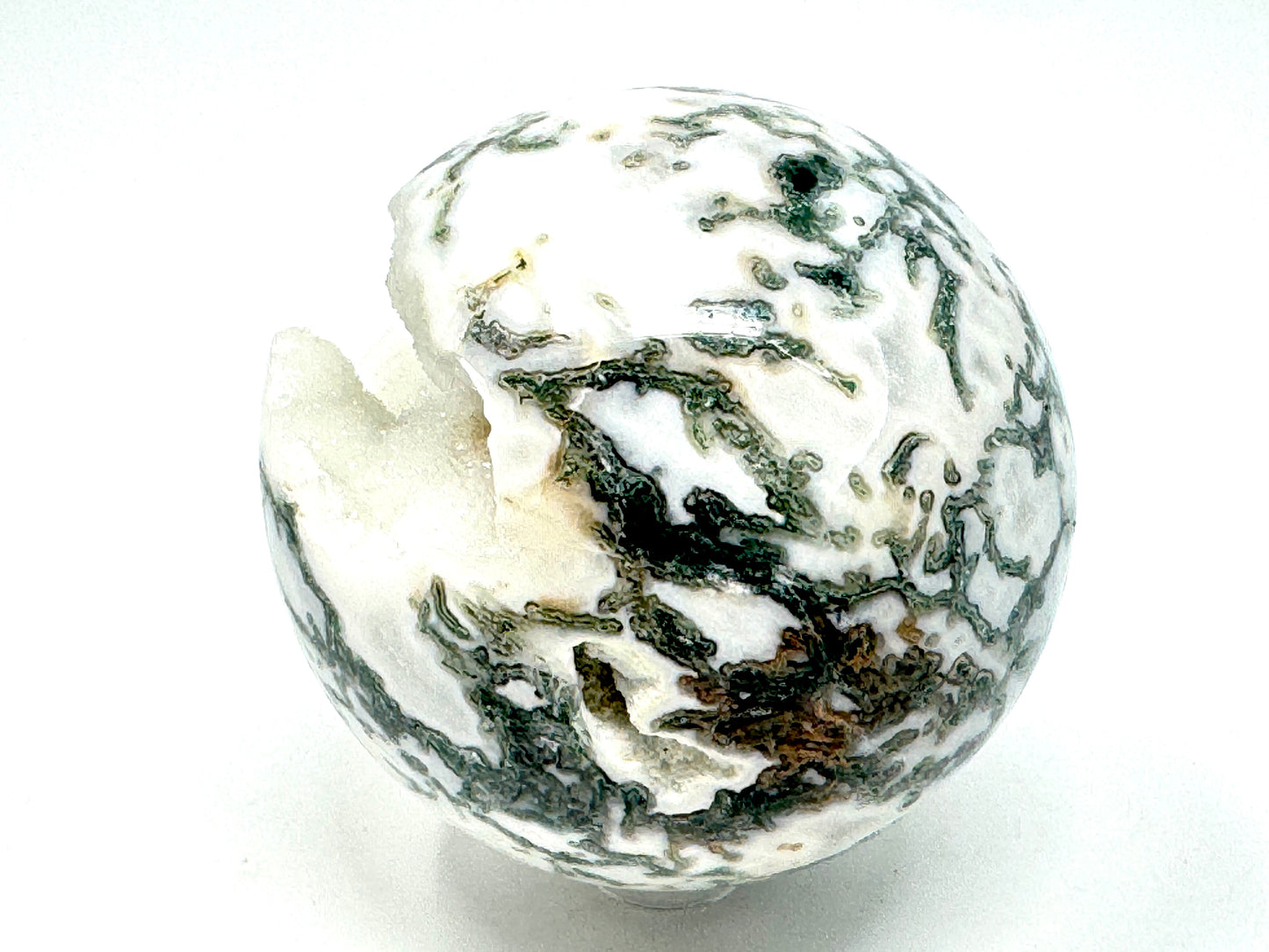 Druzy Moss Agate Crystal Sphere 7cm