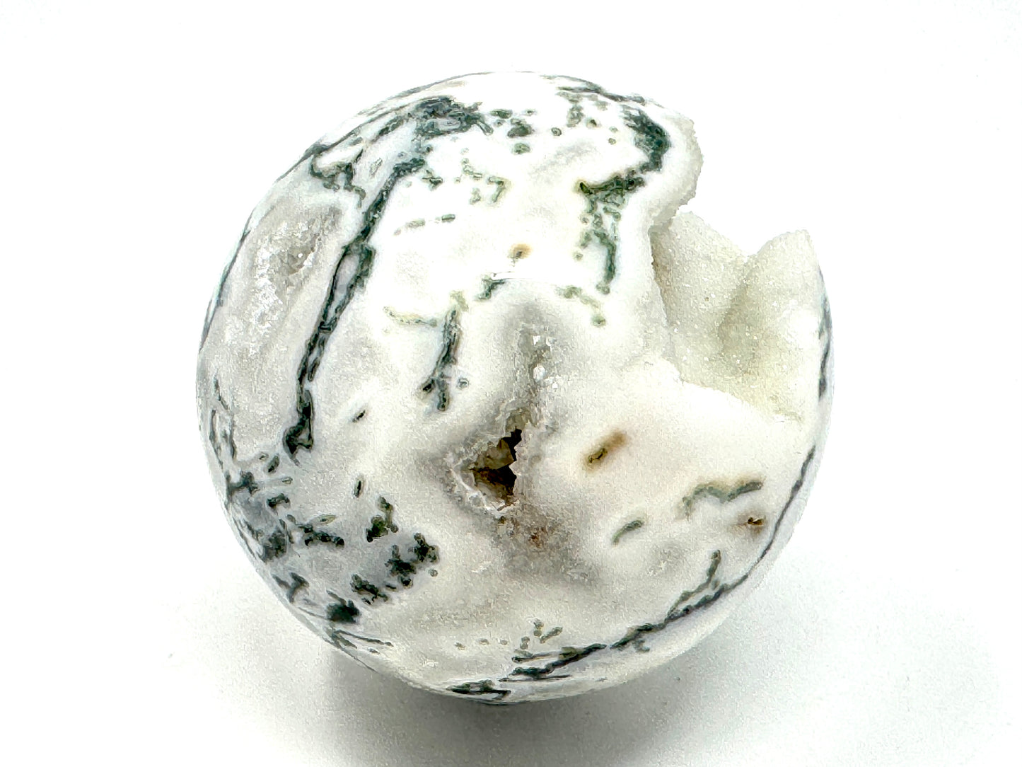 Druzy Moss Agate Crystal Sphere 7cm