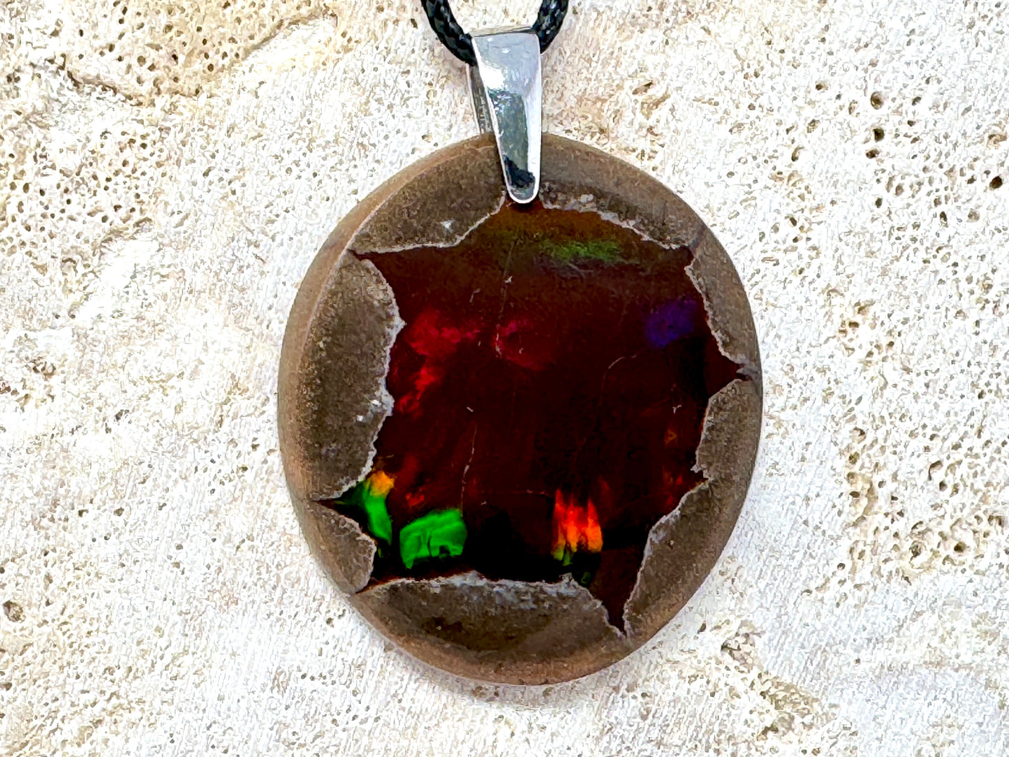 Ethiopian Shewa Chocolate Opal Pendant Oval 4cm